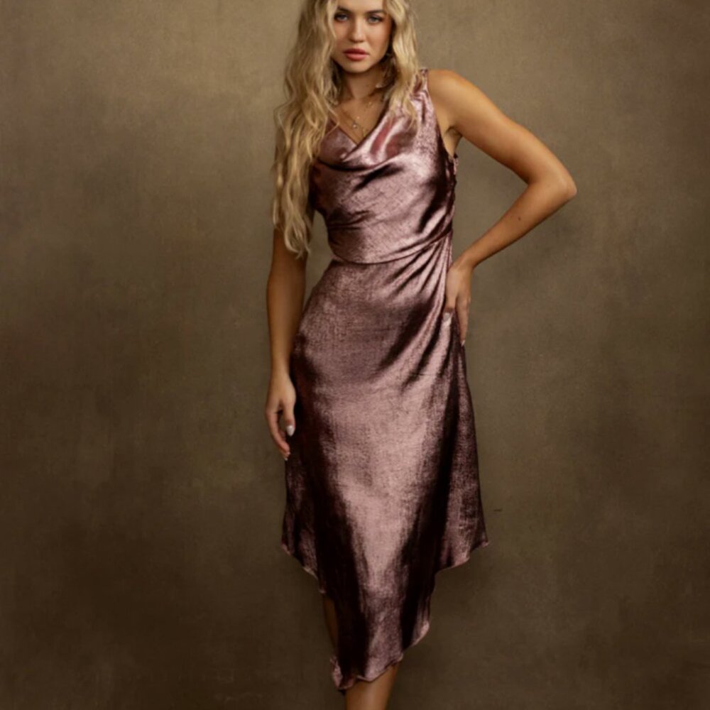 NWT Joyfolie Bronte Dress Rose Gold / Metallic Rose Size S
